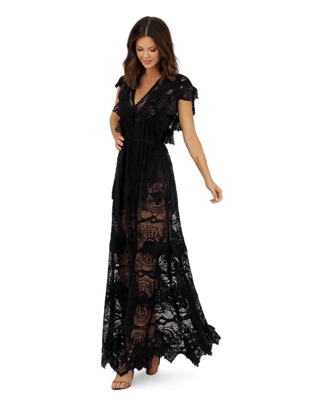Nightcap Clothing Mayan Lace Sheer Embroidered Whimigoth Maxi Dress XS